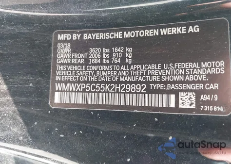 2019 Mini Hardtop Cooper/Oxford Edition z USA, uszkodzony, nr VIN WMWXP5C55K2H29892